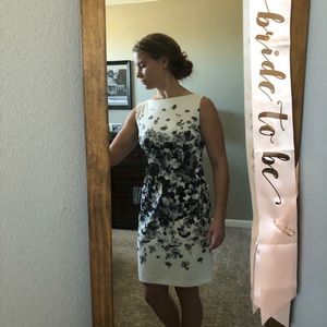 White and Navy Floral Dress